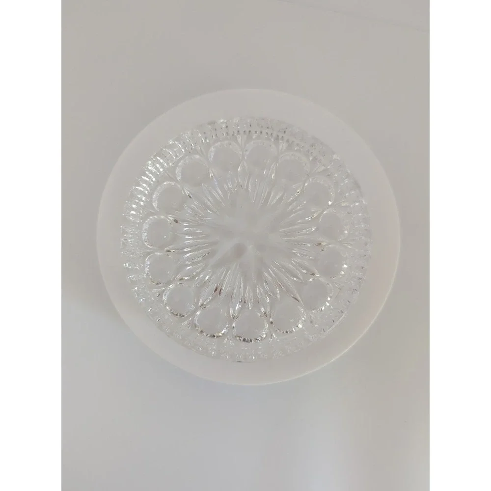 Vintage Pressed Clear Glass Coaster Round Bubble Trinket Dish 3.5 Inch Crystal